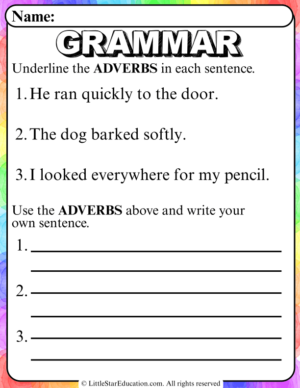 Adverb Identification and Sentence Writing for Elementary ELA