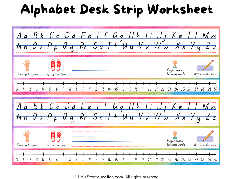 Alphabet Desk Strip and Name Tracing Worksheet