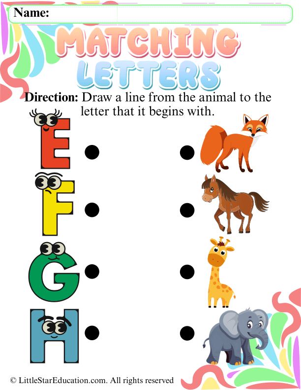 Animal Beginning Letter Matching for Early Literacy Skills