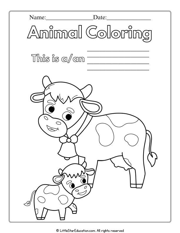 Animal Coloring Page for Preschool and Kindergarten Art