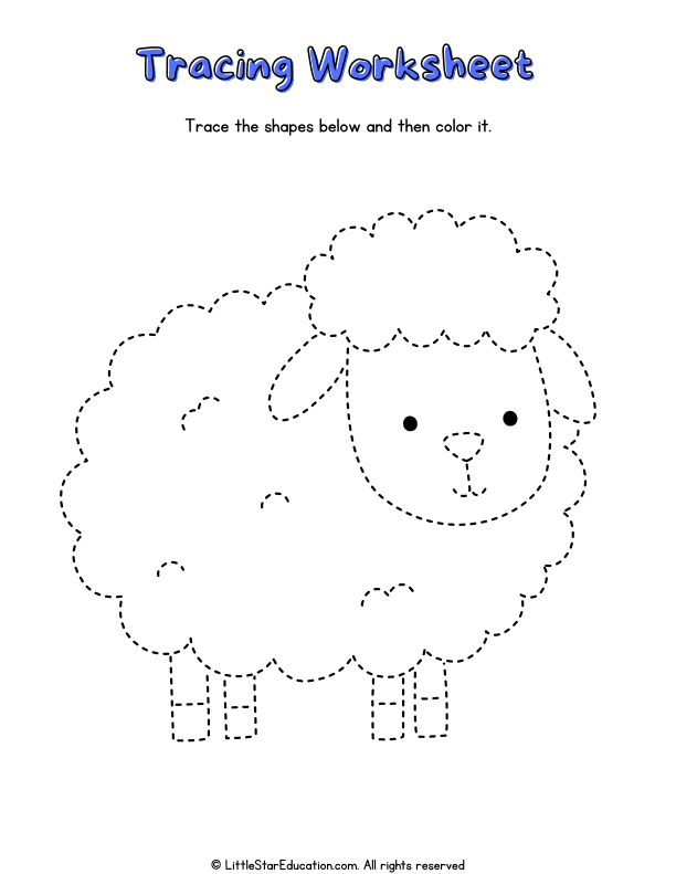 Animal Shape Tracing and Coloring for Preschool and Kindergarten