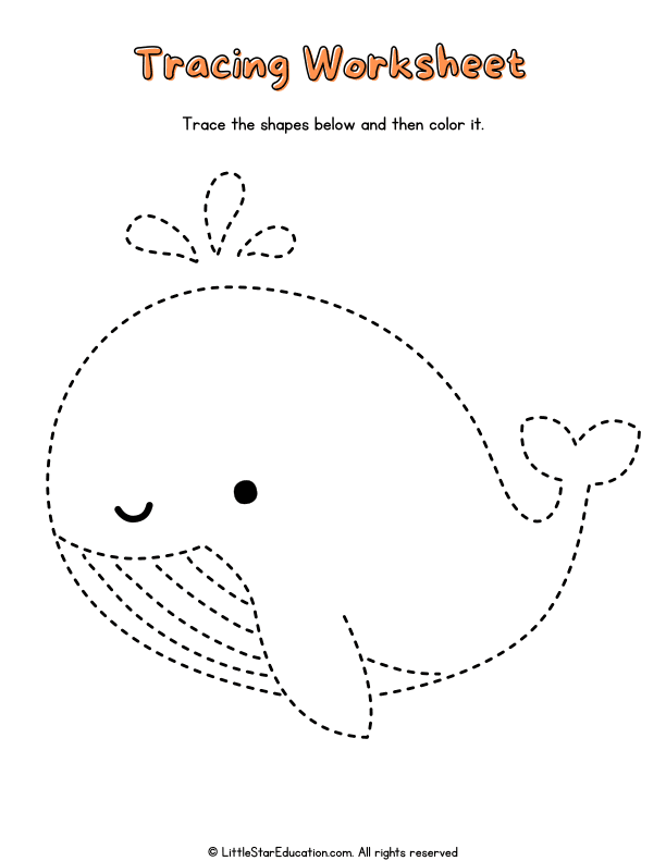 Animal Shapes Tracing and Coloring for Preschool and Kindergarten