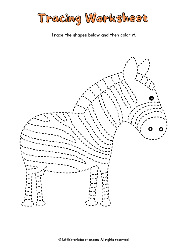 Animal Tracing and Coloring Practice for Preschool and Kindergarten