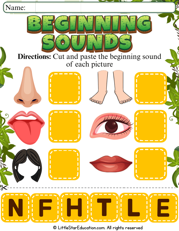 Beginning Sounds Cut and Paste for Preschool and Kindergarten ELA