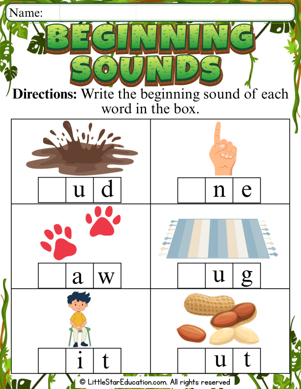 Beginning Sounds Letter Practice for Preschool and Kindergarten
