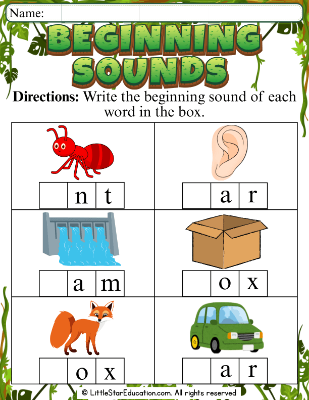 Beginning Sounds Practice A-F for Preschool and Kindergarten Literacy