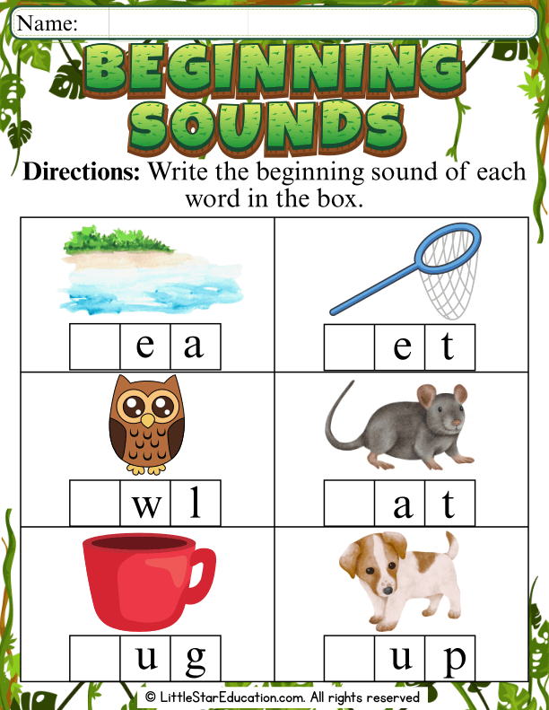 Early Literacy Beginning Sounds Practice for Preschool and Kindergarten