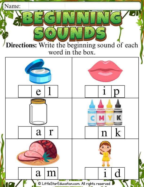 Beginning Sounds Practice G-L for Preschool and Kindergarten ELA