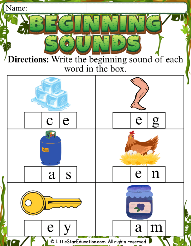 Beginning Sounds Practice: Letters G-L for Preschool and Kindergarten