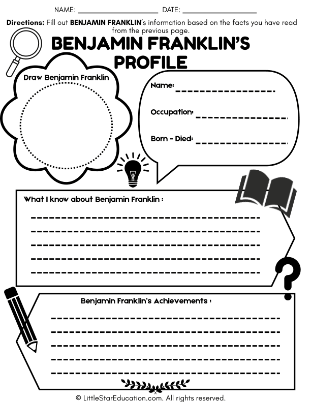 Benjamin Franklin Biography and Achievements Lesson for Elementary Social Studies