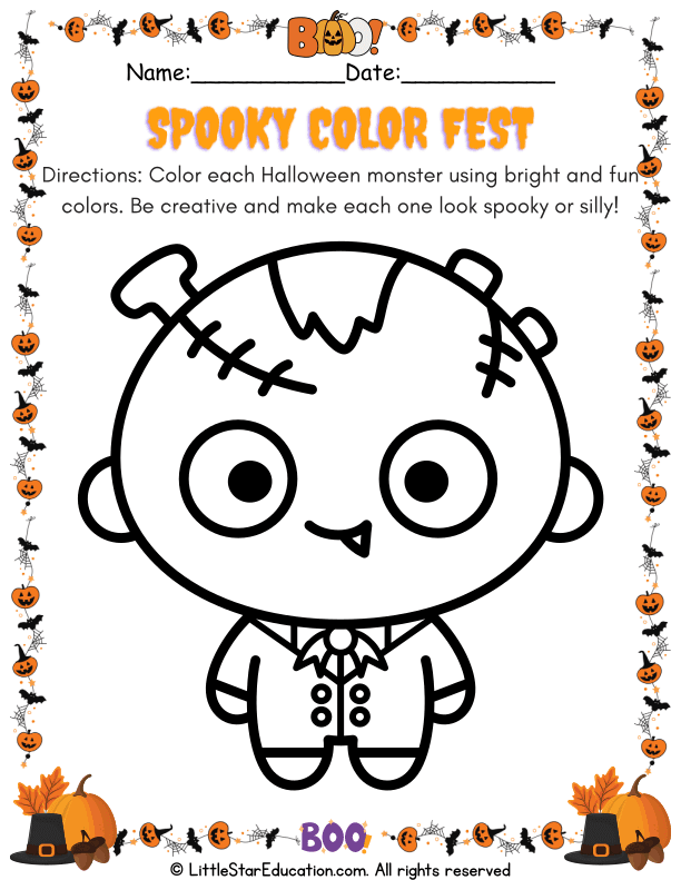 Bright Pastel Coloring Fun: Creative Halloween Monsters for Kids