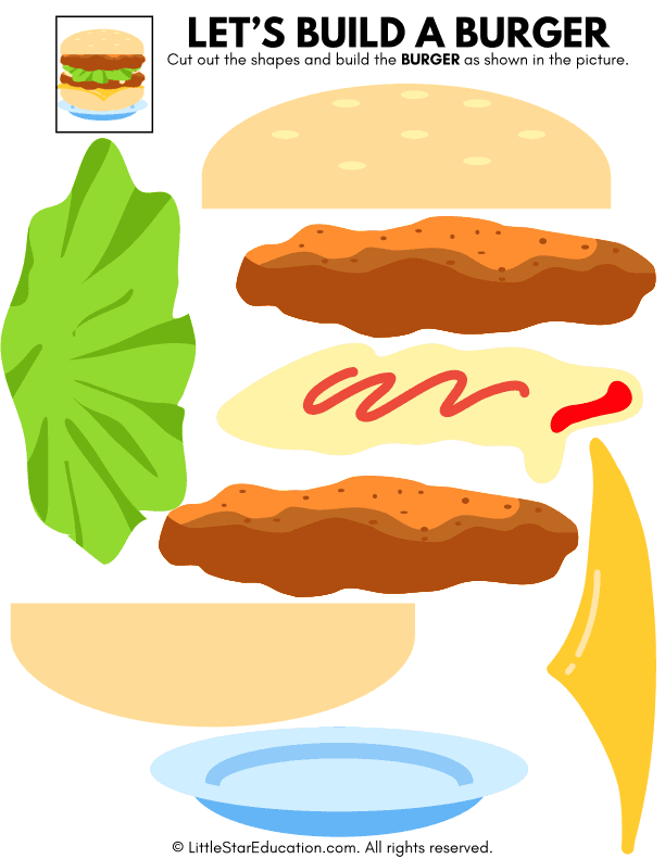 Build a Burger Cut and Paste Craft for Pre-K Art Skills