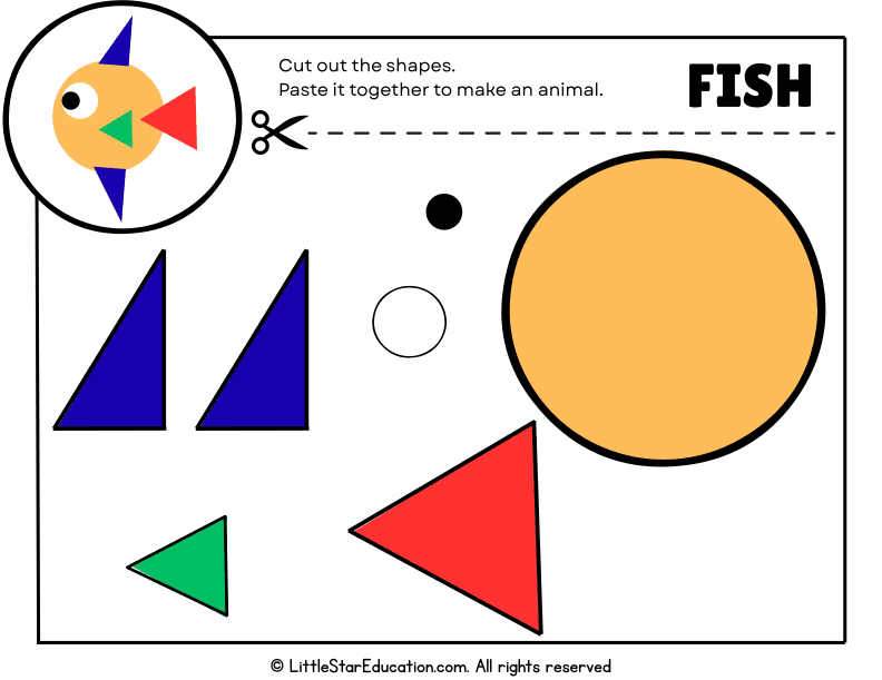 Build a Fish: Cut and Paste Shapes Art for Pre-K & Kindergarten