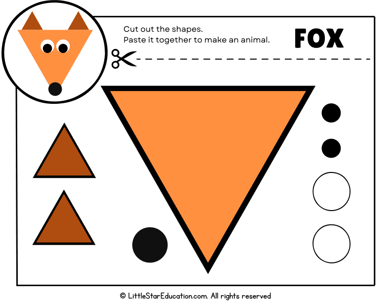 Build-a-Fox Art Project: Cut and Paste Shapes for Preschool Kids