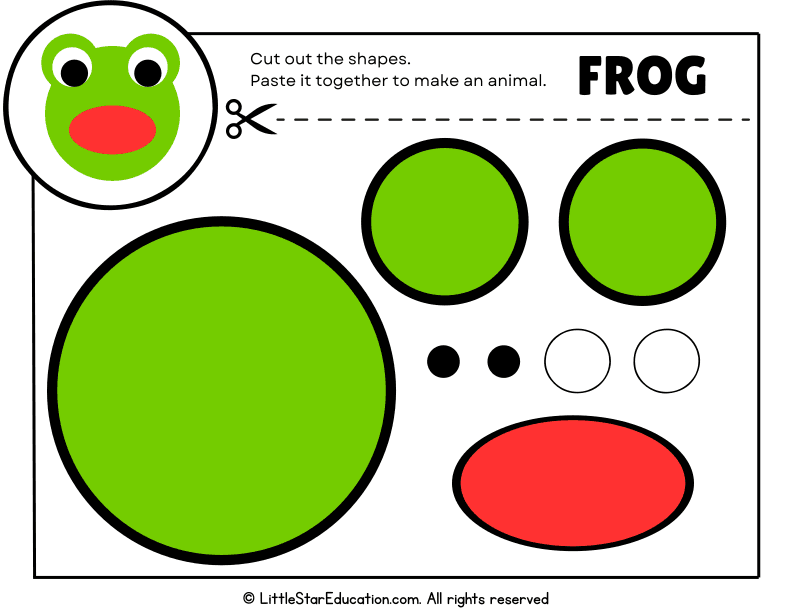 Build a Frog: Cut and Paste Shapes Art Project for Preschool Kids