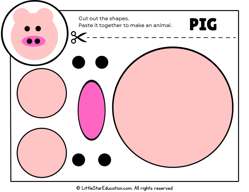 Build a Pig with Shapes: Preschool Cut and Paste Art Project