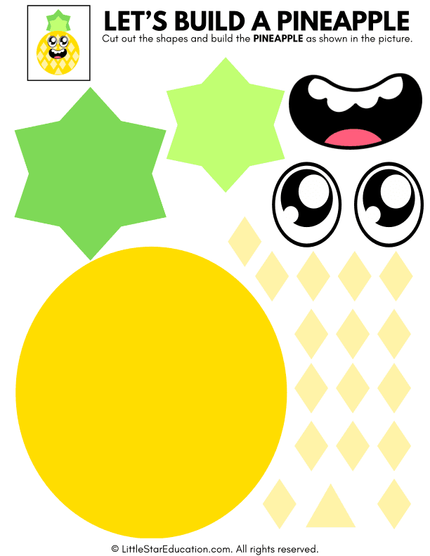 Build a Pineapple Cut and Paste Craft for Preschool Art