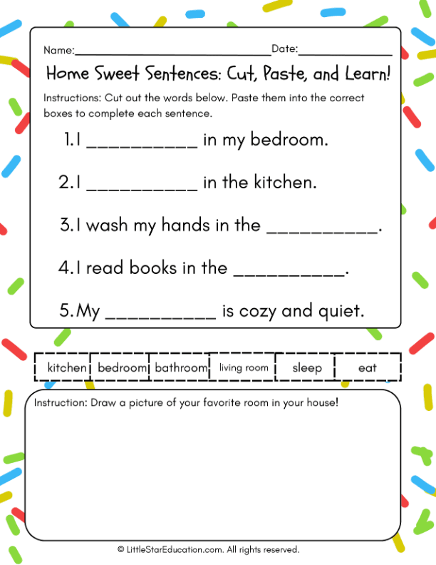Build and Draw Simple Sentences for First Grade ELA