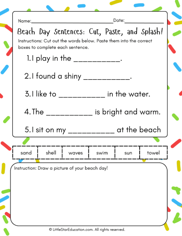 Build and Draw Simple Sentences for First Grade ELA Skills