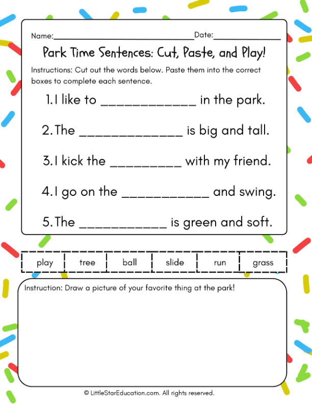 Build Simple Sentences: Cut and Paste Practice for First Grade ELA