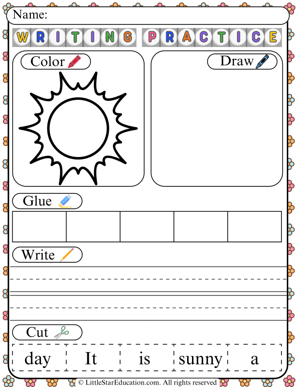 Build Simple Sentences: Cut, Color, and Write for Early Readers
