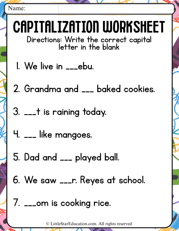 Capital Letter Practice: Early Elementary Capitalization Skills