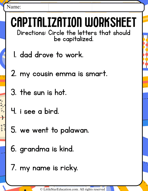 Capitalization Practice: Identifying Capital Letters for Early Readers