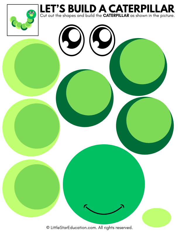 Caterpillar Shape Cutting and Building for Preschool Art