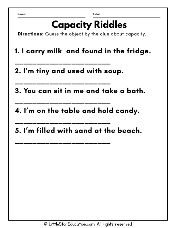 Challenging Capacity Riddles for Elementary Math Skills