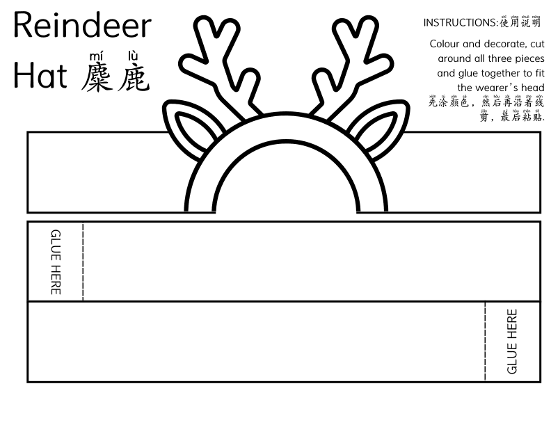 Chinese Christmas Hat Craft Activity: Reindeer, Elf, and Snow Globe (Printable)