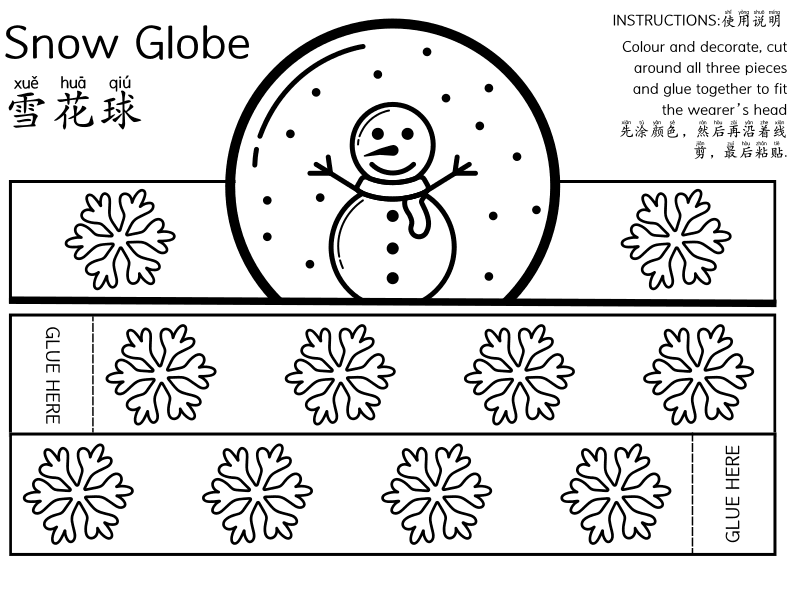 Chinese Christmas Hat Craft Activity: Reindeer, Elf, and Snow Globe (Printable)