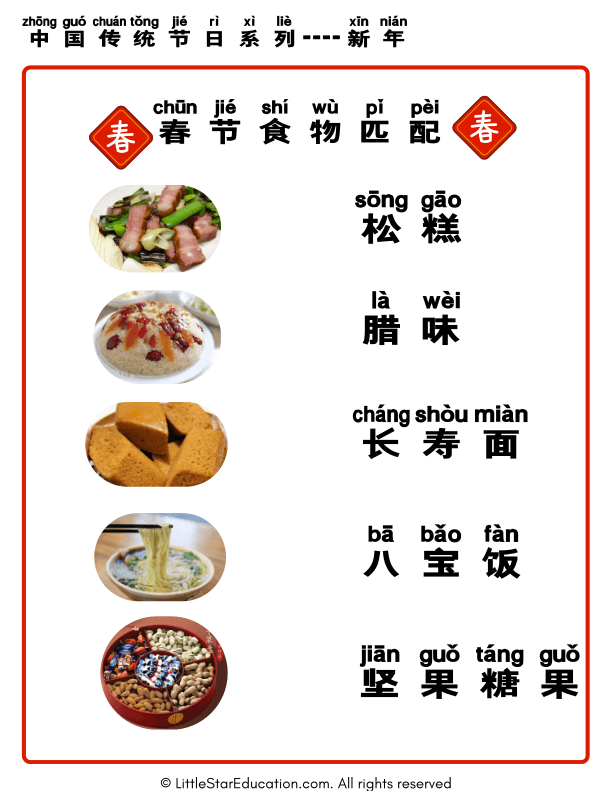 Chinese New Year Food Matching for Early Elementary Language Learners
