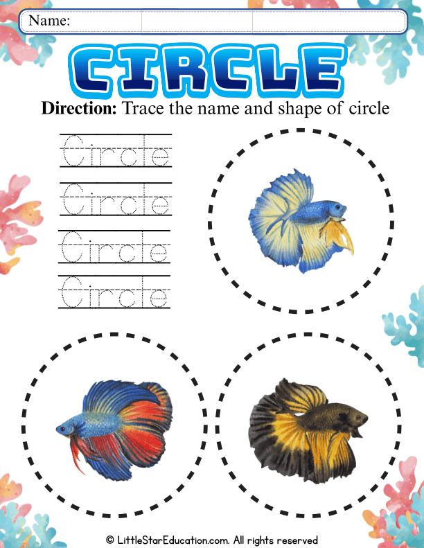 Circle Shape Tracing and Name Practice for Preschool Math