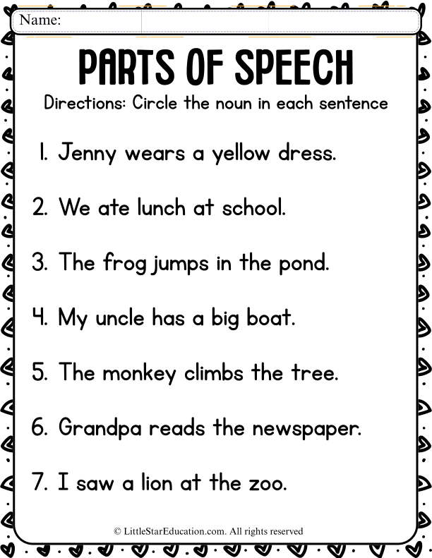 Circle the Noun: Parts of Speech Practice for Early Elementary ELA
