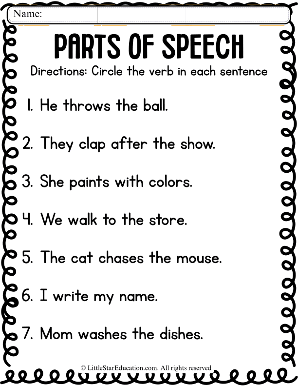 Circle the Verb: Parts of Speech Practice for Early Elementary ELA