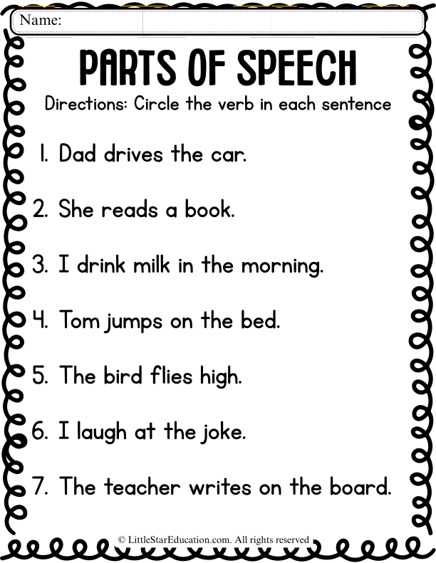 Circle the Verb: Parts of Speech Practice for Early Readers