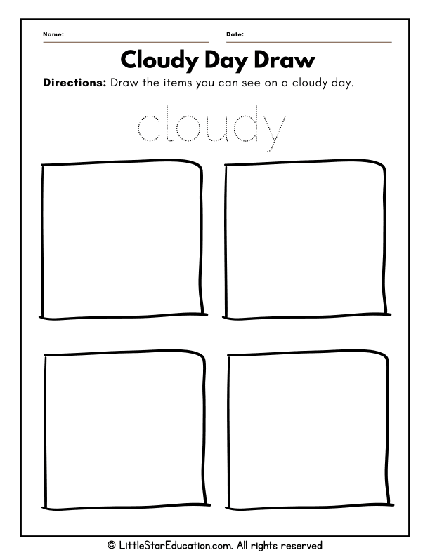 Cloudy Day Science Drawing for Preschool and Kindergarten