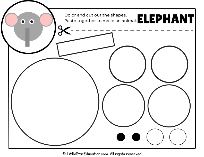 Color, Cut, and Create: Elephant Shape Art for Preschool Kids