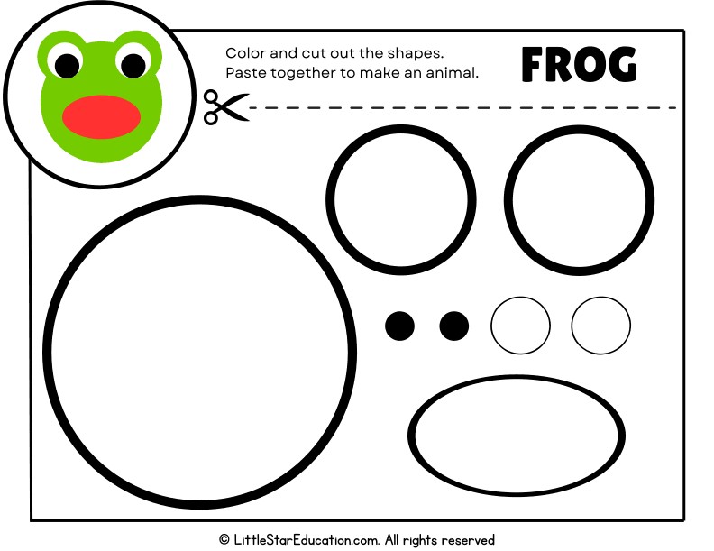 Color, Cut, and Paste Frog Craft for Preschool Art Skills