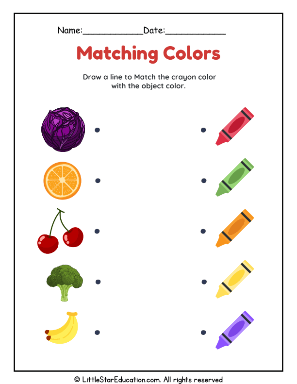 Color Matching Practice for Preschool and Kindergarten