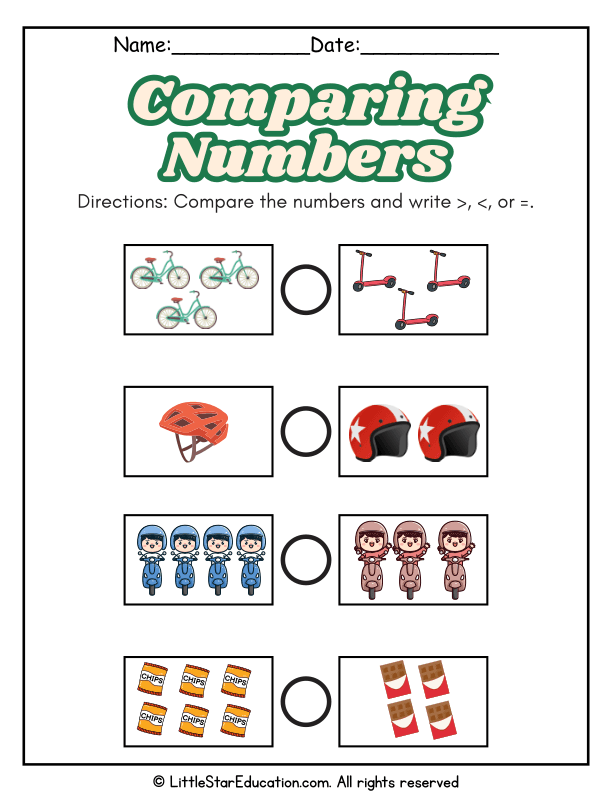 Comparing Numbers with Greater Than and Less Than for Early Math