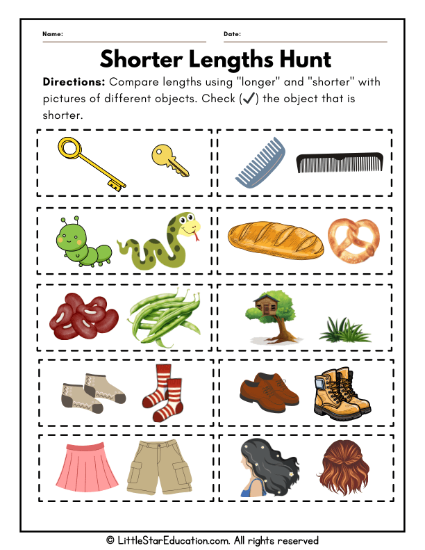 Comparing Shorter and Longer Objects for Early Math Skills