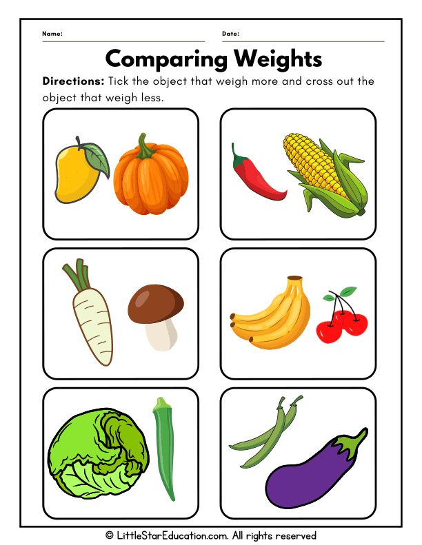 Comparing Weights for Kindergarten: Early Math Measurement Skills