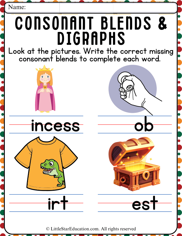 Consonant Blends and Digraphs Practice for Early Readers