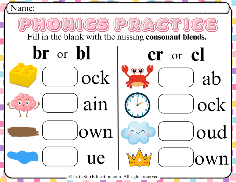 Consonant Blends Practice: Fill in the Blanks for Early Readers