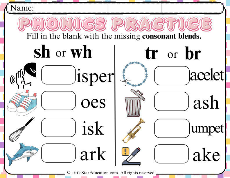 Consonant Blends Practice: Fill in the Missing Sounds for Early Readers
