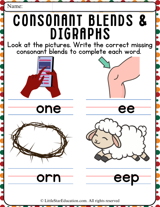 Consonant Blends Practice for Kindergarten and First Grade Reading
