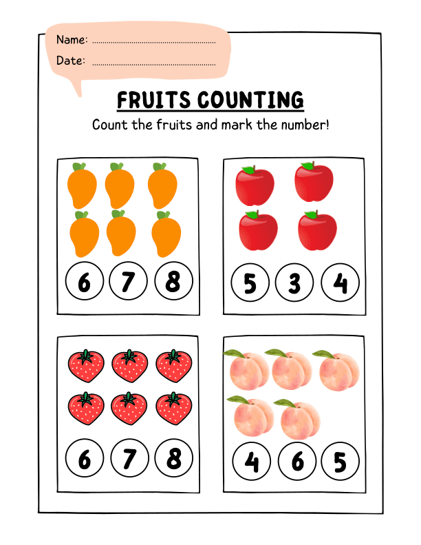 Counting Fruits: Number Recognition
