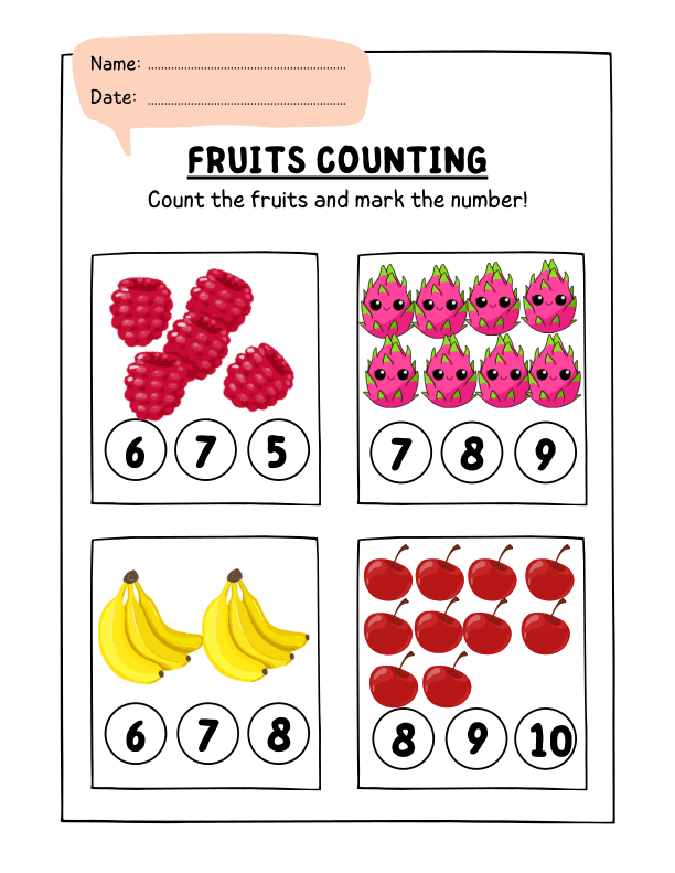 Counting Fruits: Number Recognition