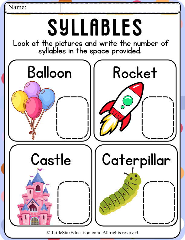 Counting Syllables with Picture Words for Early Readers